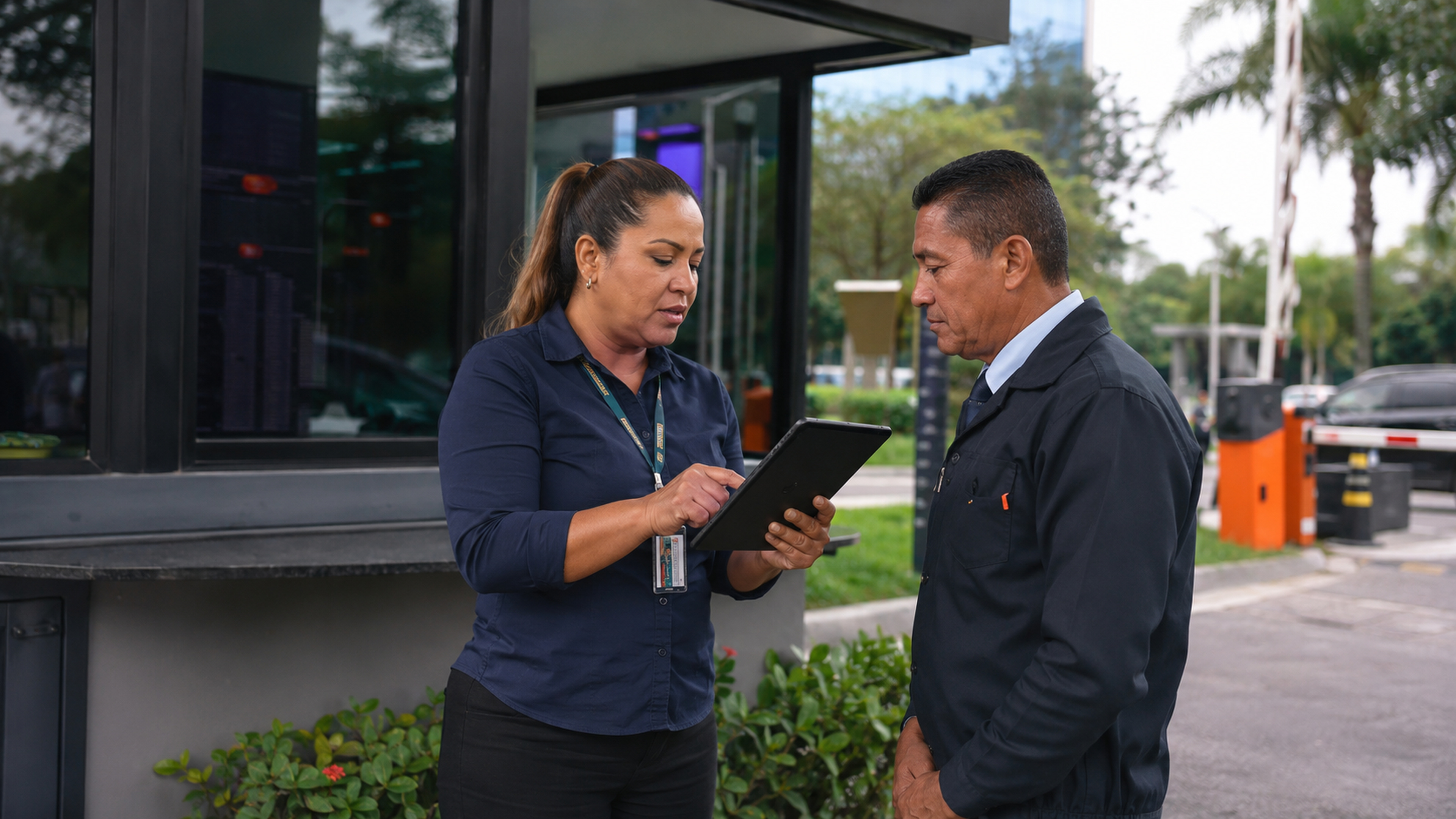 Supervisora registrando informações durante acompanhamento operacional